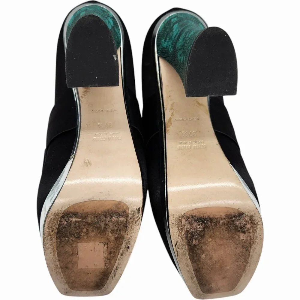 Archival MIU MIU Runway 2012 Club Shoes Bow Front Platform Booties 37.5 7.5 VTG